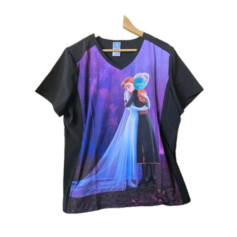 Tooniforms Disney's Frozen V-Neck Scrub Top Size Large NEW Scrubs NWT Elsa